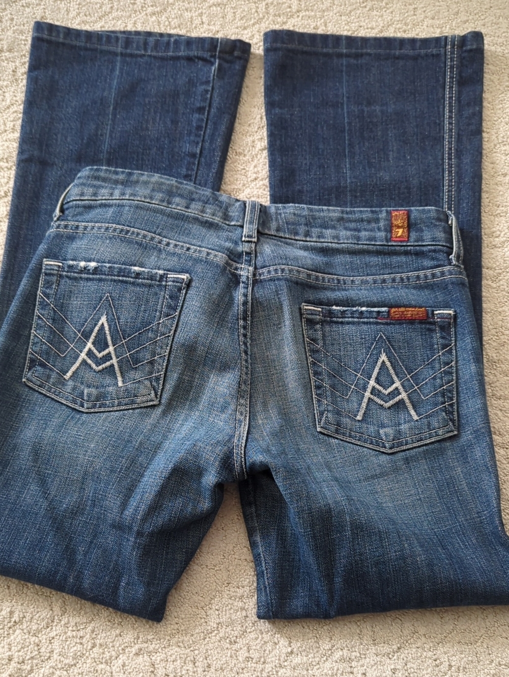 7 For All Mankind Jeans - Back "A' Pocket Embroidery. Size 26